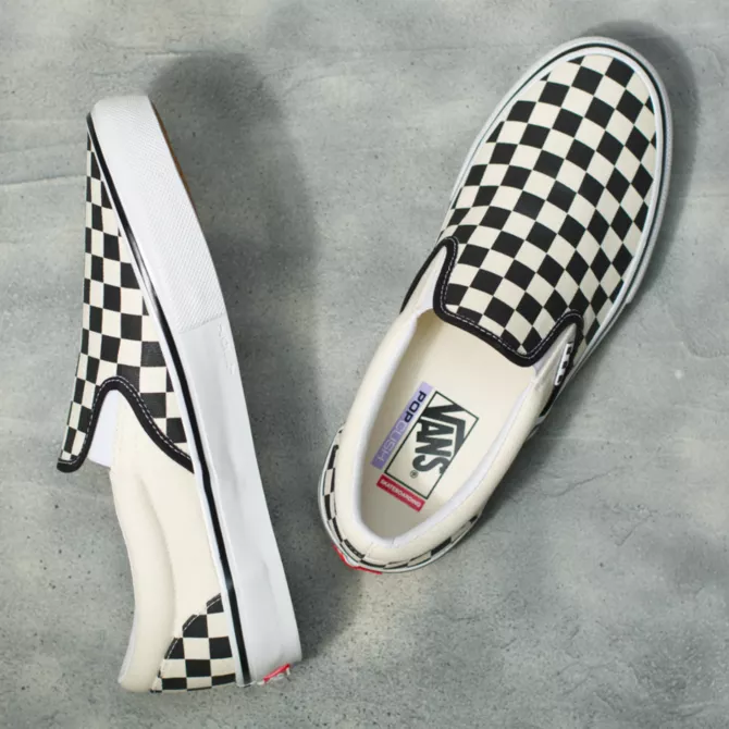 Vans checkered clearance slip on pro